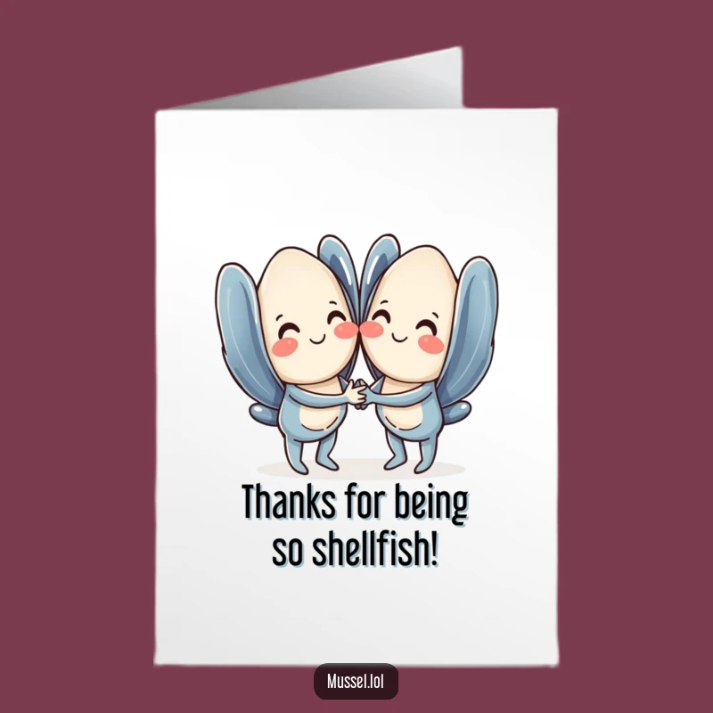 Free Printable Thank You Card: Mussels in Love Funny Downloadable Gift