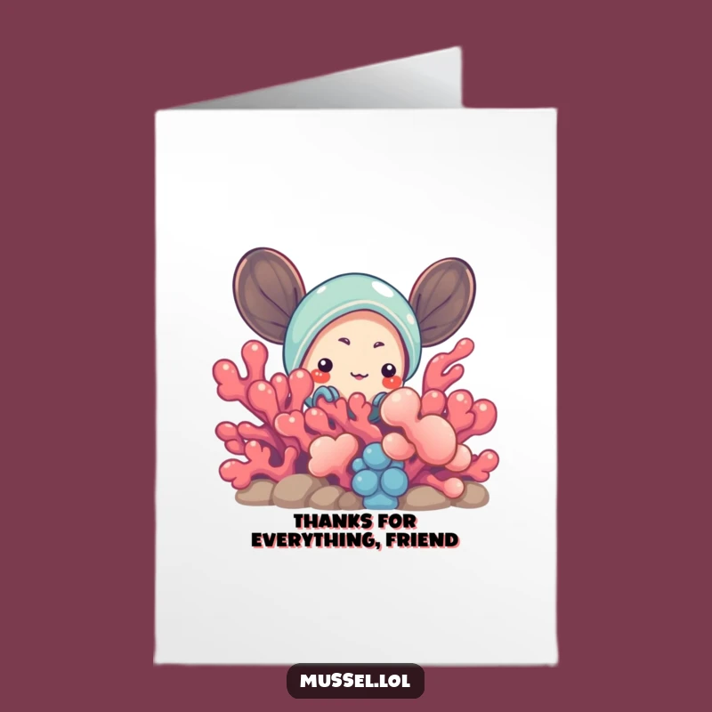 Free Printable Thank You Card: Peek-a-Boo Mussel, Funny Downloadable Gift for Appreciation