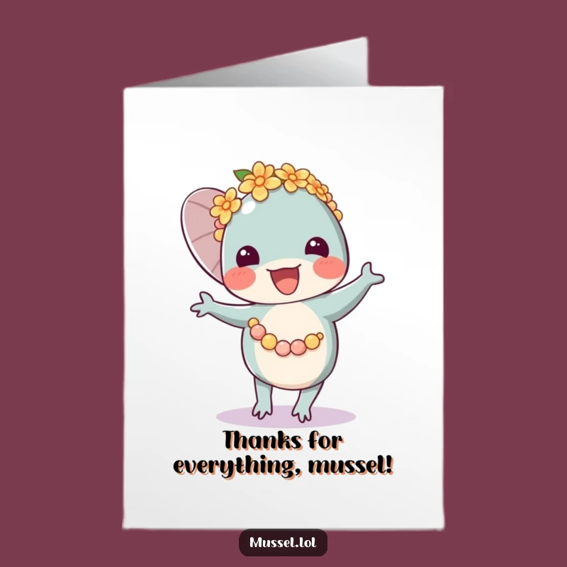 Free Printable Mussel Lei Dancer Thank You Card - Funny Downloadable Gift!
