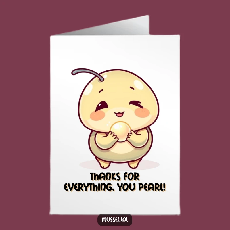 Free Printable Thank You Card: Winking Mussel, Pearl, Grateful Downloadable Gift