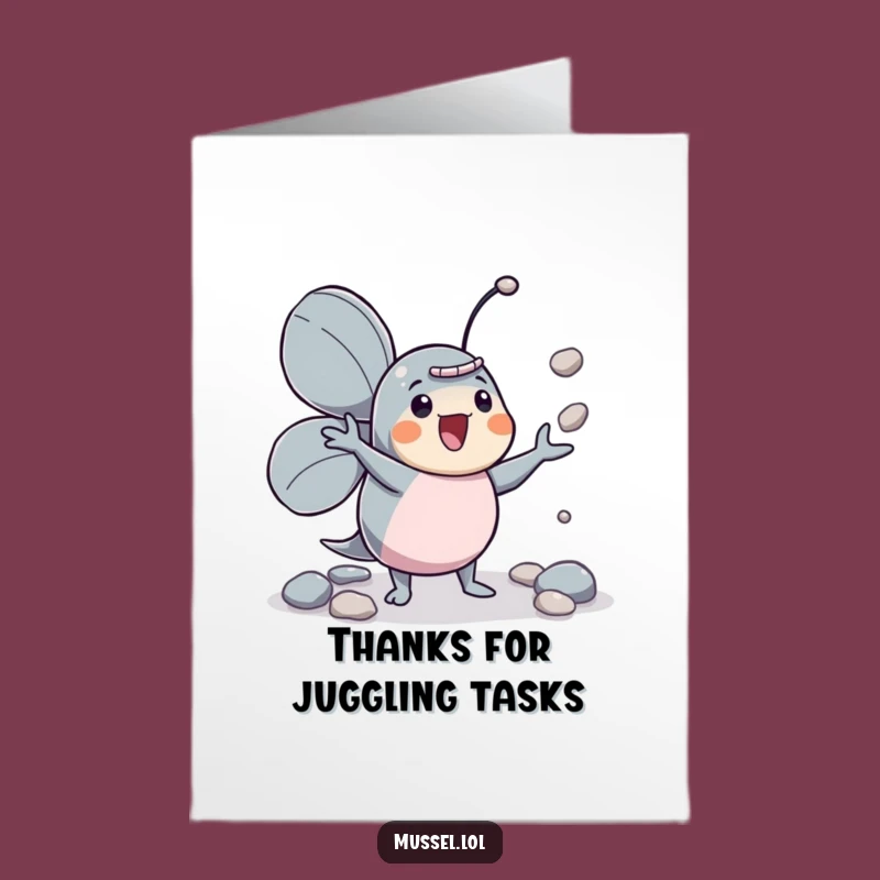 Free Printable Thank You Card: Juggling Mussel Pebbles, Skillful Thanks Downloadable Gift