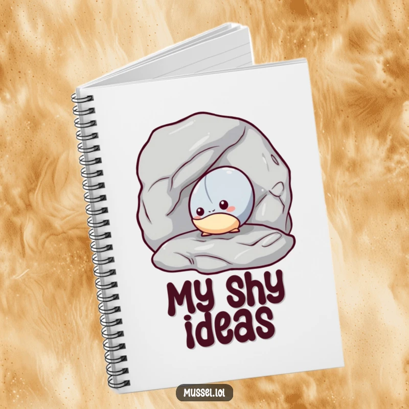 Funny Mussel Thought Journal: A shy mussel peeking out from behind a rock, ideal for humorous journaling and private thoughts.