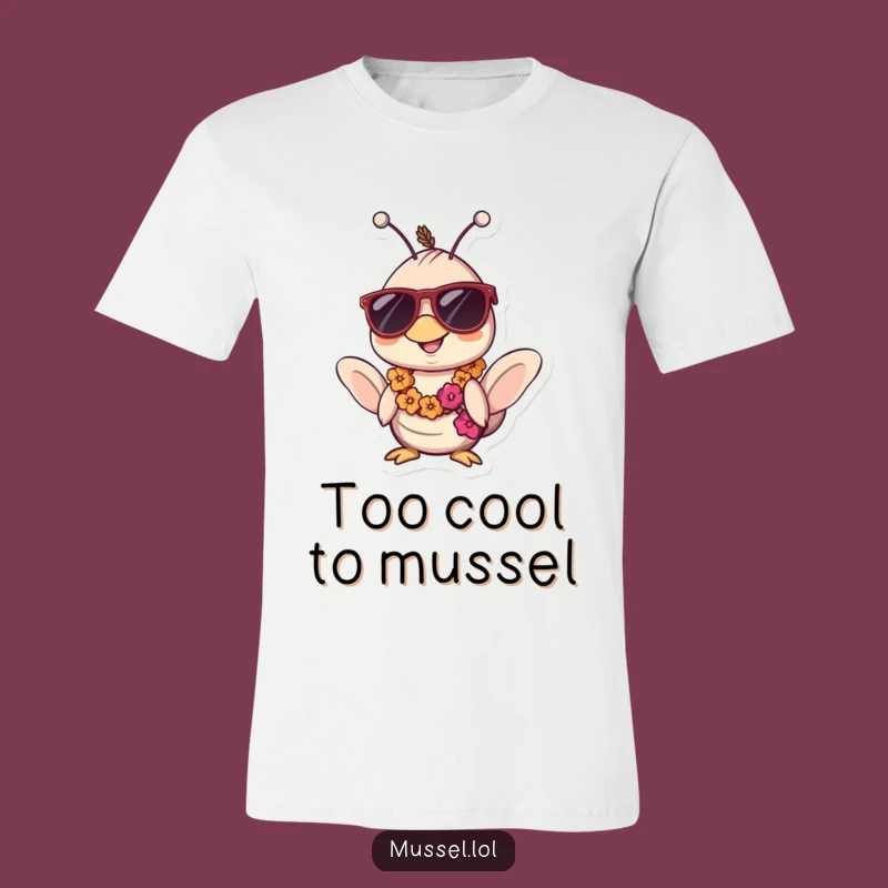 Funny Kawaii Mussel Sunglasses Lei T-Shirt: Hilarious Beach Vibes Apparel