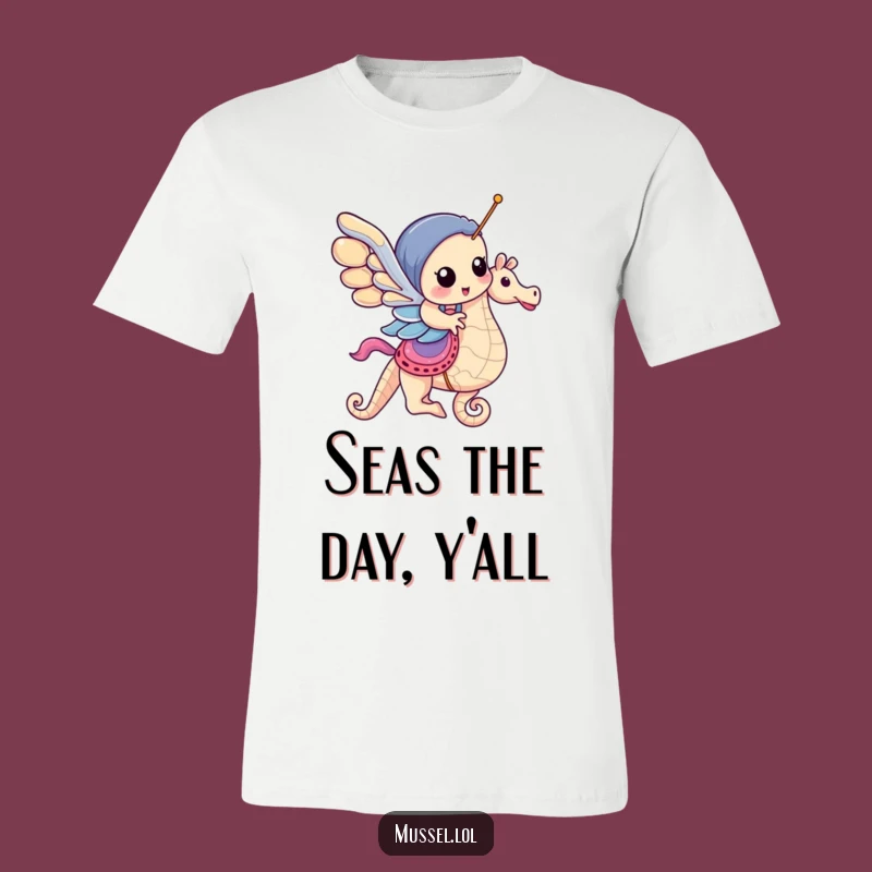 Funny Mussel Seahorse Carousel T-Shirt: Hilarious Ocean Adventure Apparel