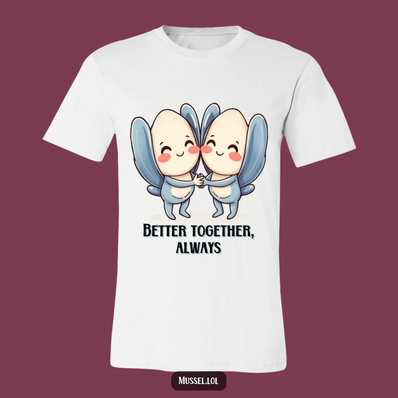 Funny Sweet Mussels Holding Hands Smiling T-Shirt - Adorable Couple Apparel