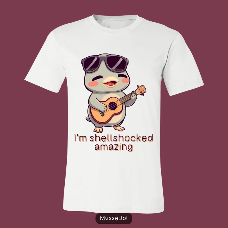 Funny Mussel Ukulele T-Shirt: Cool Sunglasses & Musical Vibes Gift