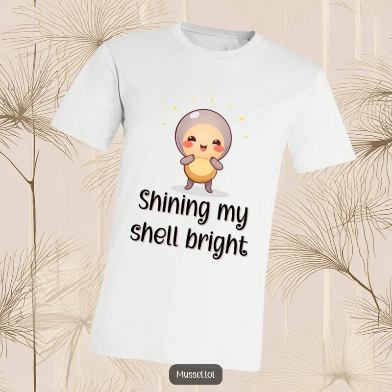 Funny Mussel Diva T-Shirt: A mussel character striking a dramatic pose under a spotlight, showcasing humorous diva energy.