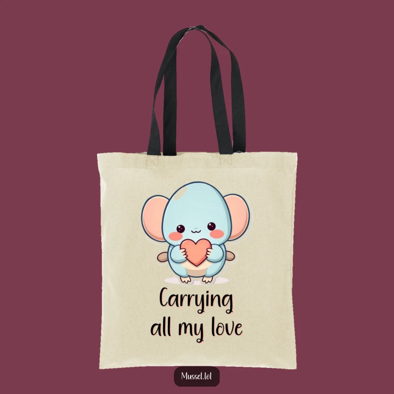 Funny Shy Mussel Heart Tote Bag - Carry Your Affection with Style