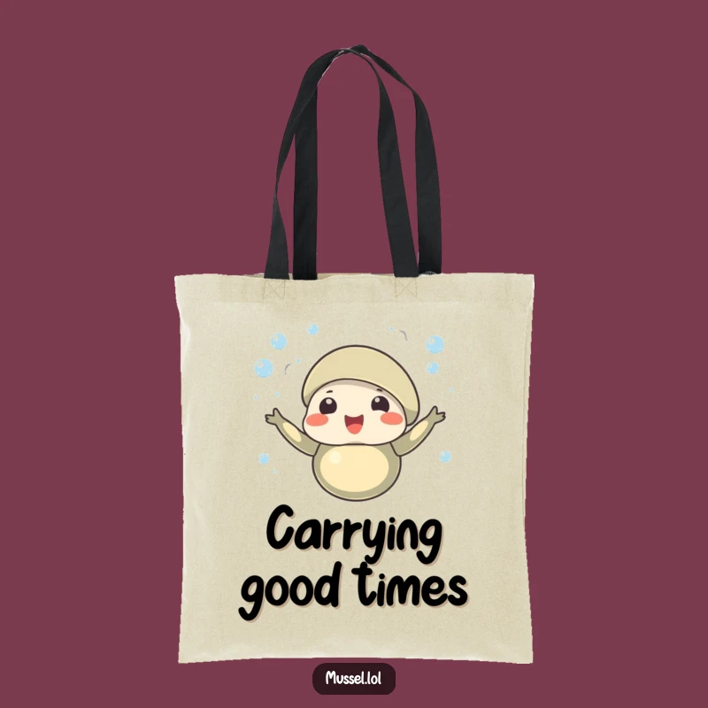 Funny Mussel Tote Bag: Bubbles Celebration Shopping Bag