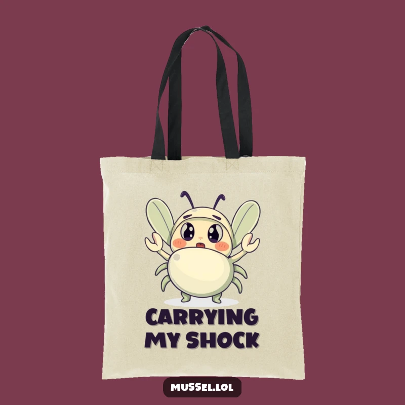 Funny Mussel Tote Bag: Surprised Crab Wave Shopping Bag