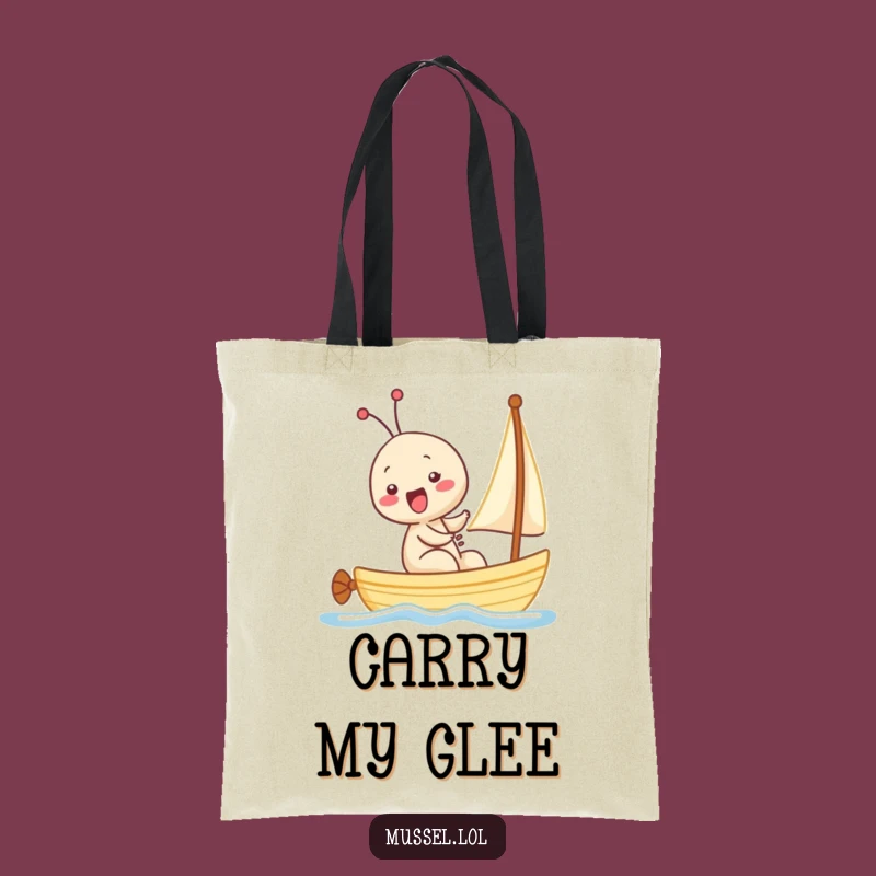 Funny Kawaii Mussel Giggling Sailboat Tote Bag: Carry Your Laughs in Style