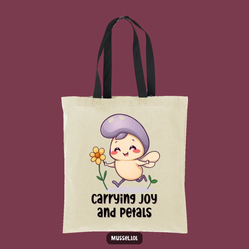 Funny Mussel Flower Tote Bag: Tiny Legs Happy Cartoon Carry-All